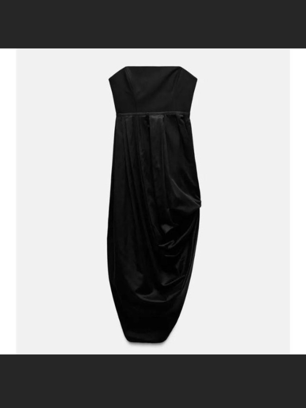 Zara Strapless Black Draped Satin Gown